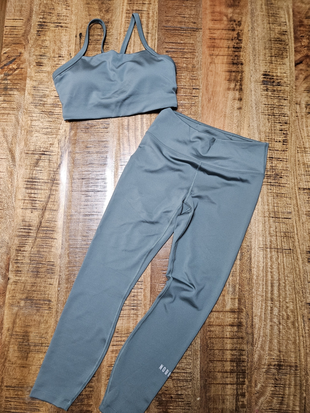 NOBULL Sage Green Legging and Strappy Sports Bra Set
